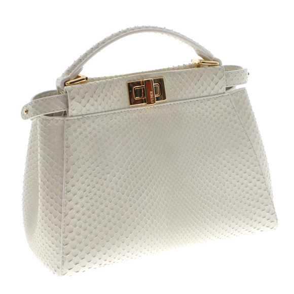 Fendi Handbags - Fendi Mini Peekaboo Leather Shoulder Bag White